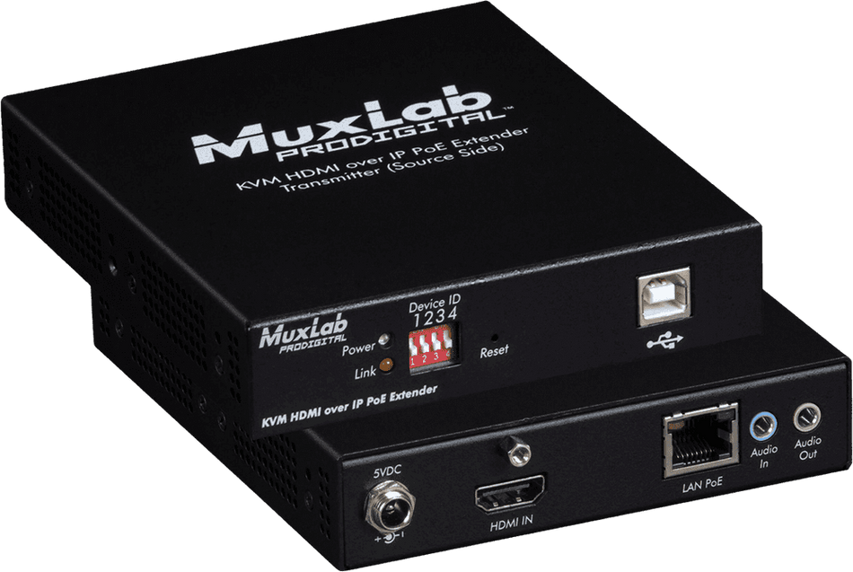 MuxLab 500772-TX - Transmisor HDMI KVM sobre IP con soporte 4K y PoE