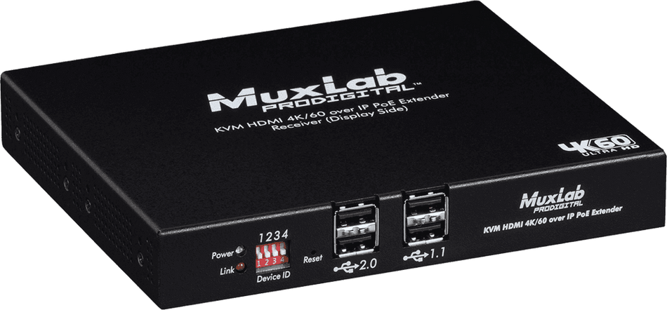 MuxLab 500800-RX - Receptor KVM sobre IP 4K/60 con PoE