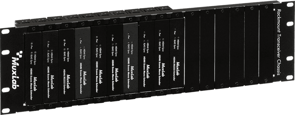 MuxLab 500920 - Chasis Enrackable para 16 Transmisores sobre Cat 5 (3U)
