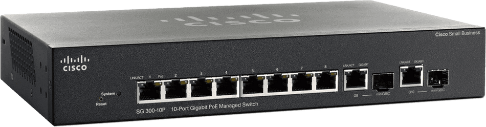 MuxLab IMU-500995 - Switch Gigabit de 10 puertos PoE+ preconfigurado para Video sobre IP
