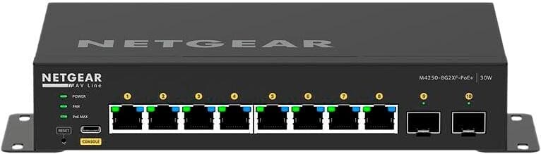 Netgear AV Line M4250-8G2XF-PoE+ (GSM4210PX) - Switch Gestionable 10 Puertos optimizado para AV