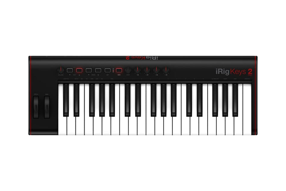 IK Multimedia iRig Keys 2 Pro - Teclado MIDI de 37 teclas (tamaño completo) con MIDI IN/OUT y salida de auriculares