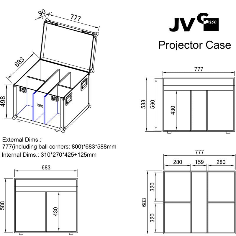 JV Case B03253 - Flightcase para 4 Proyectores de Iluminación