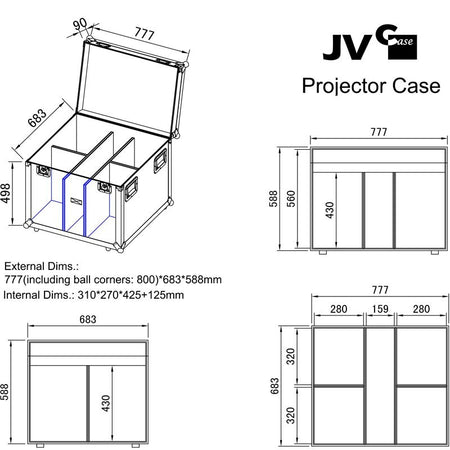 JV Case B03253 - Flightcase para 4 Proyectores de Iluminación