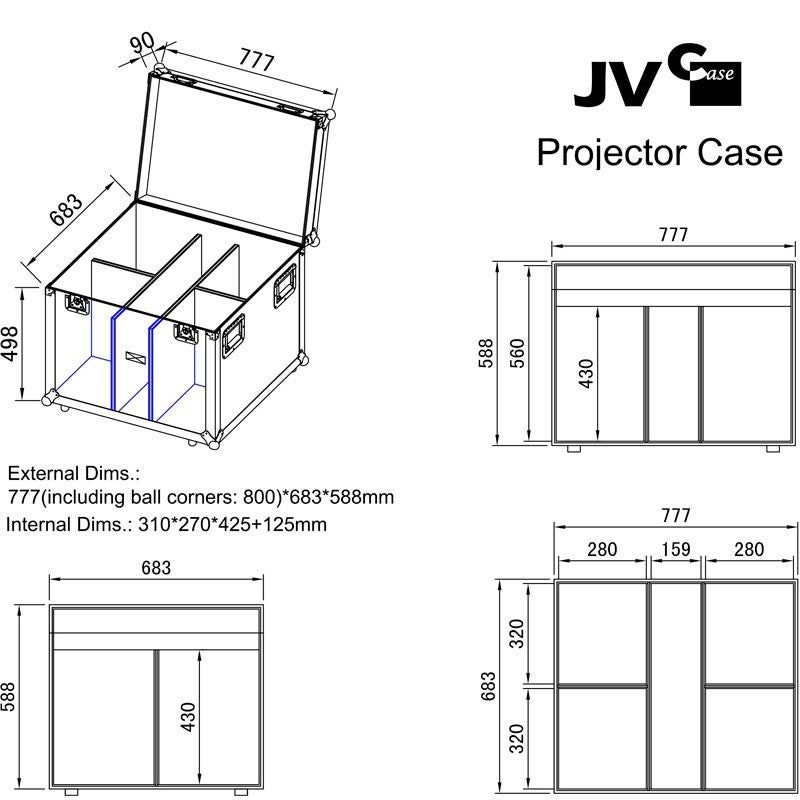 JV Case B03253 - Flightcase para 4 Proyectores de Iluminación - Tempo Shop