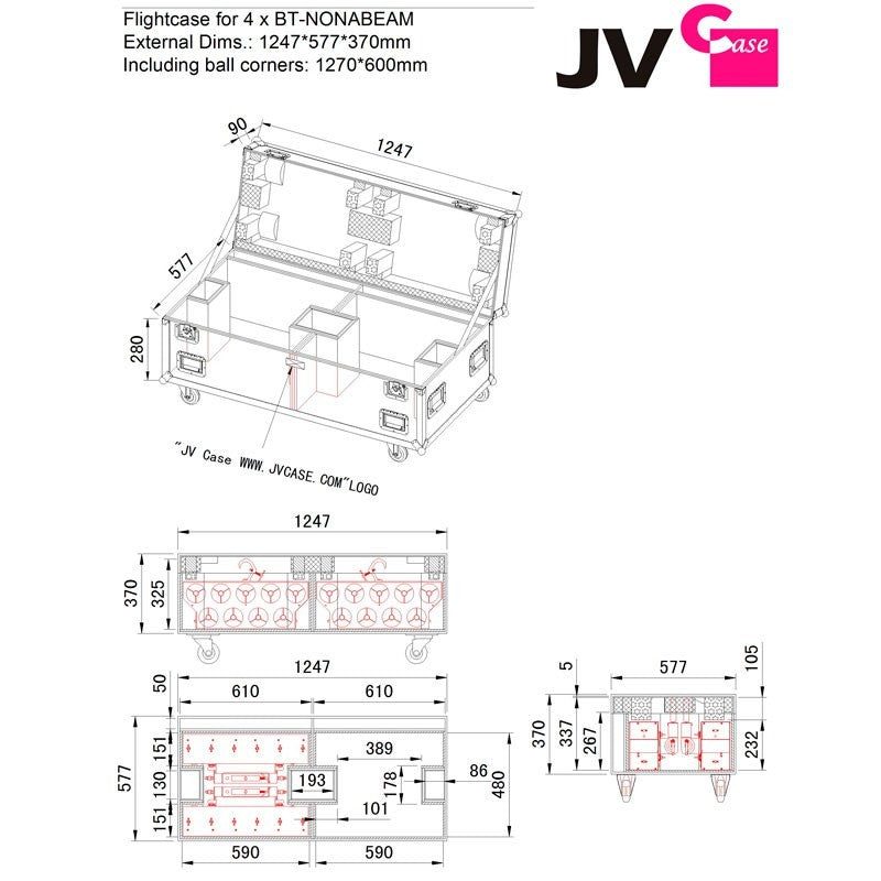 JV Case B03284 - Flightcase para 4 Proyectores BT-NANOBEAM - Tempo Shop