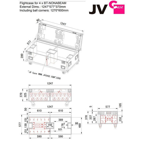 JV Case B03284 - Flightcase para 4 Proyectores BT-NANOBEAM - Tempo Shop