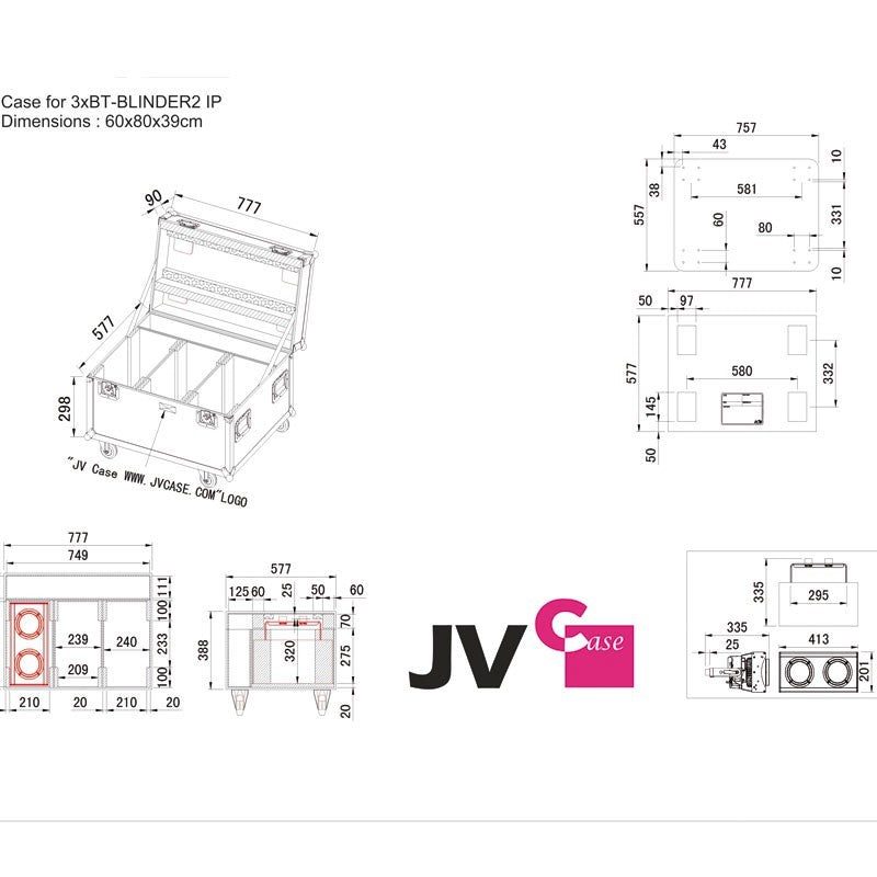 JV Case B03290 - Flightcase Profesional para 3 Cegadoras - Tempo Shop