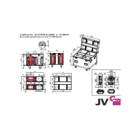 JV Case Flightcase BT-ORBIT - Caja de transporte para 4 cabezas móviles - Tempo Shop