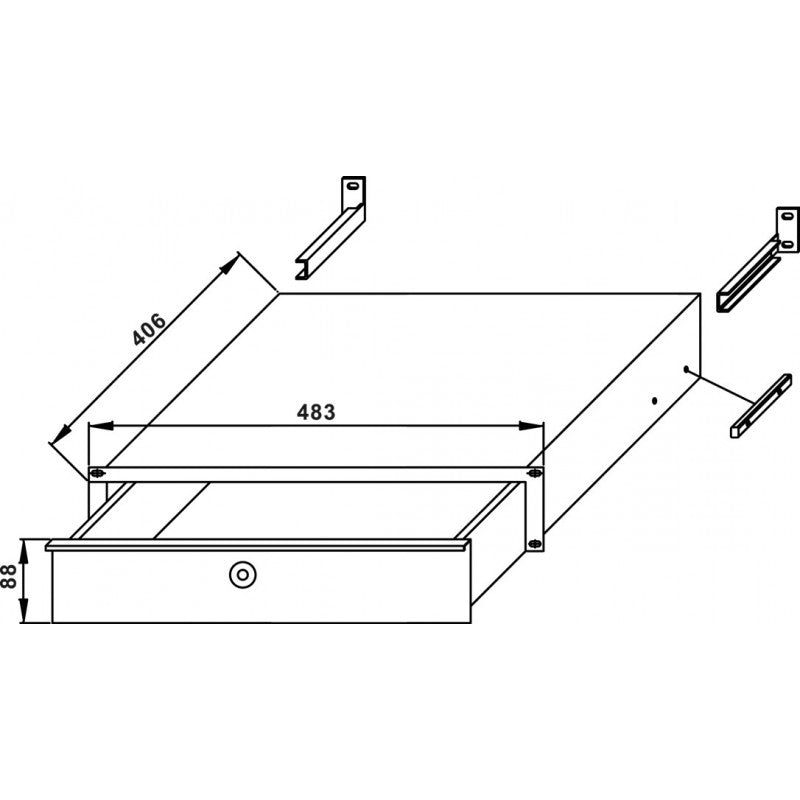 JV Case Rack Drawer 2U - Cajón metálico formato rack 19" - Tempo Shop