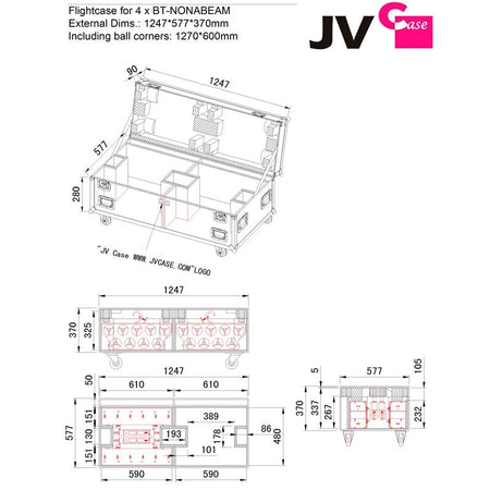 JV Case B03284 - Flightcase para 4 Proyectores BT-NANOBEAM