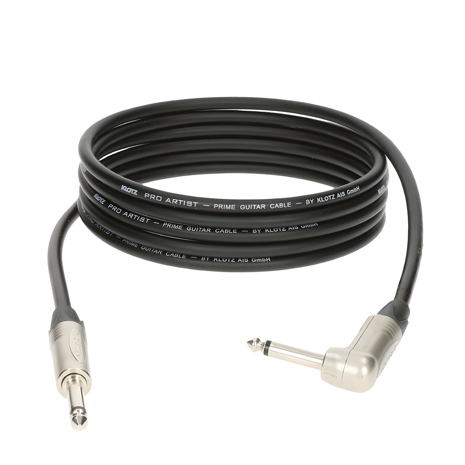 Klotz Cables PRON030PR - Cable de instrumento. Jack mono acodado Neutrik - Jack mono Neutrik. 3m - Tempo Shop