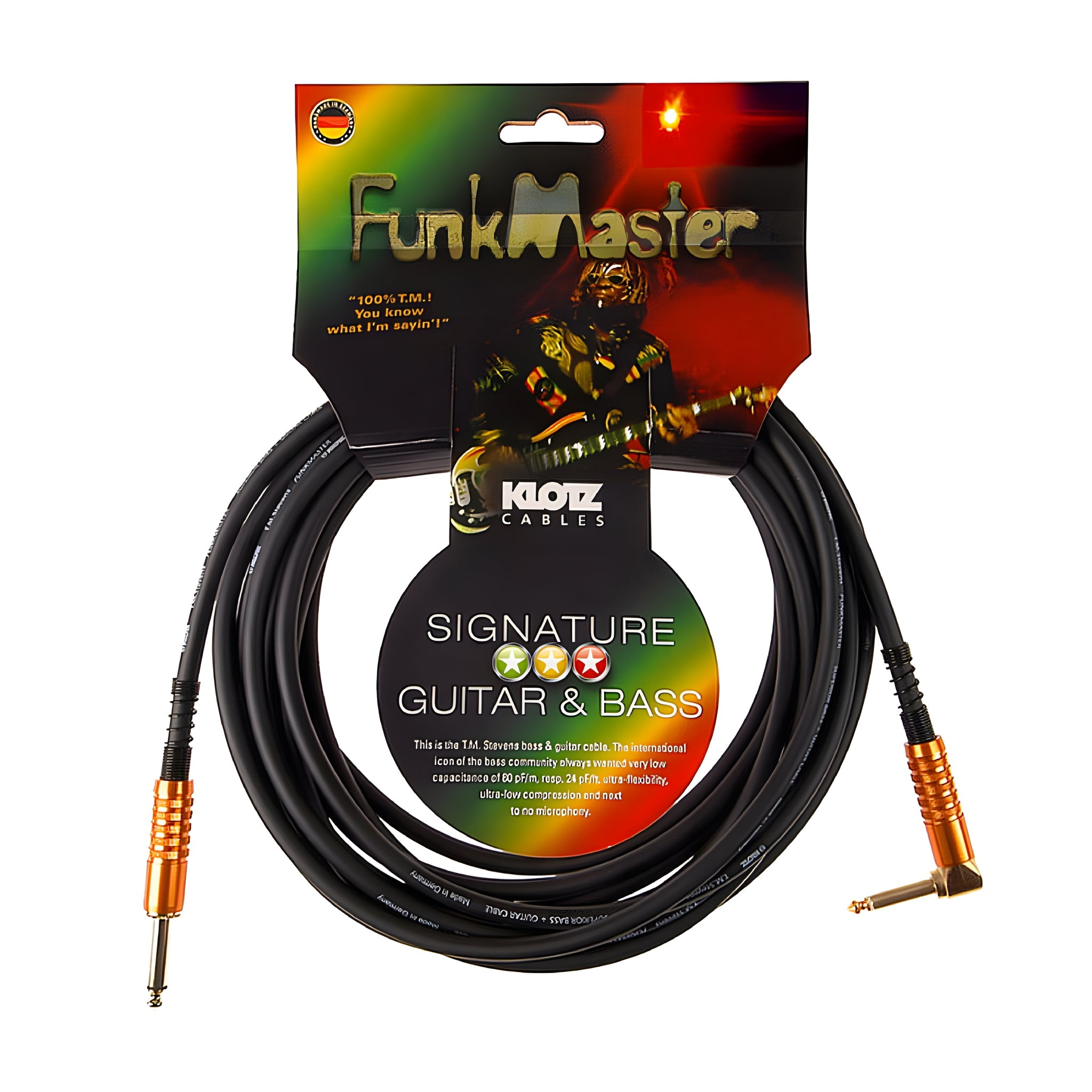 Klotz Cables TM - R0300 - Cable de instrumento para bajo. Jack mono acodado - Jack mono. 3m - Tempo Shop