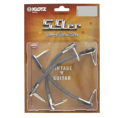 Klotz Cables VINPAN0030 - 3x Cables patch para pedales. Cubierta textil negro/blanco. Jack mono - Jack mono. 0,3m - Tempo Shop