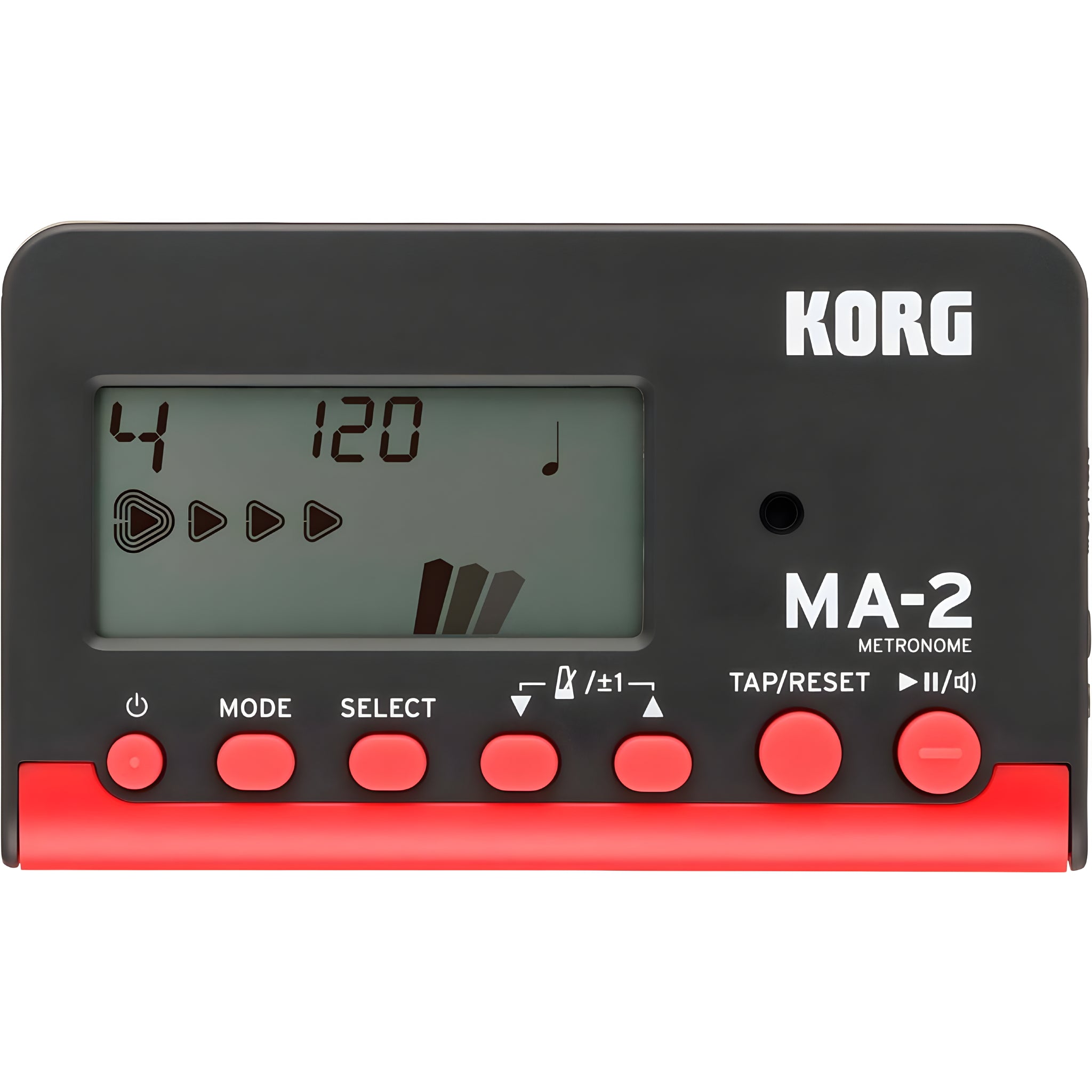 KORG MA - 2 BKRD - Metrónomo electrónico compacto. Negro y rojo - Tempo Shop