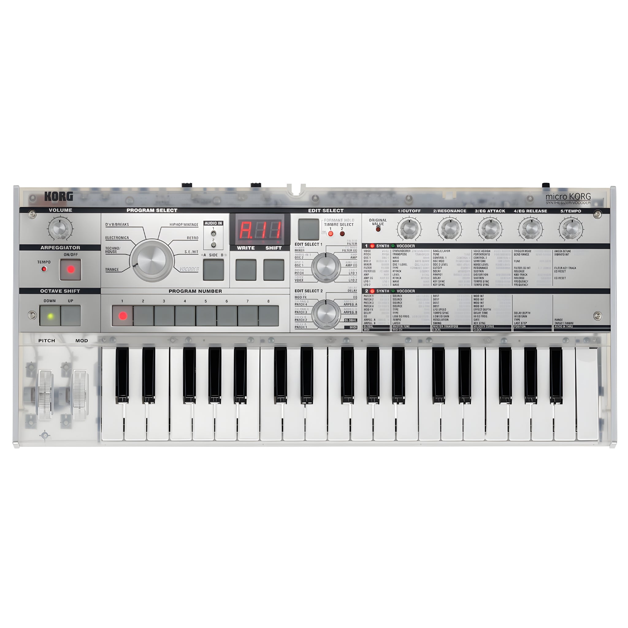 KORG MICROKORG CRYSTAL - Teclado sintetizador profesional de modelado analógico de 37 teclas - Tempo Shop