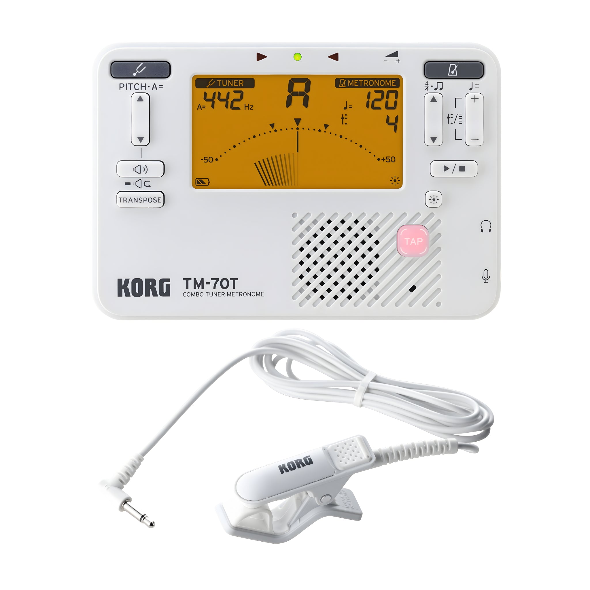 KORG TM - 70C WH - Afinador y metrónomo combinados. Blanco - Tempo Shop