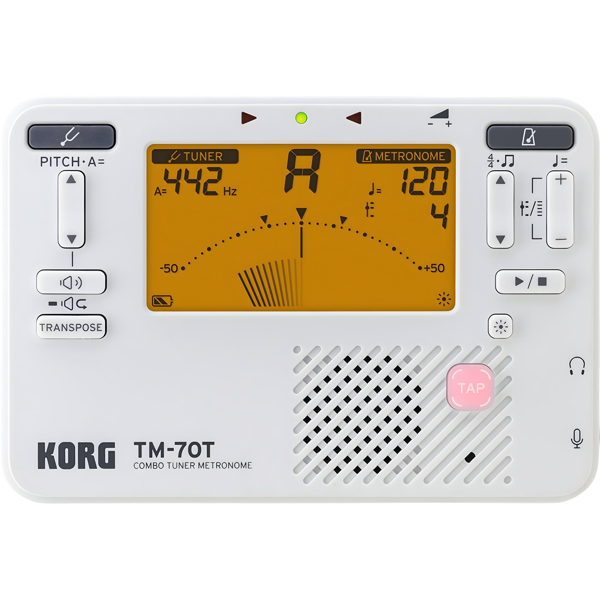 KORG TM - 70T WH - Afinador y metrónomo combinados. Blanco - Tempo Shop