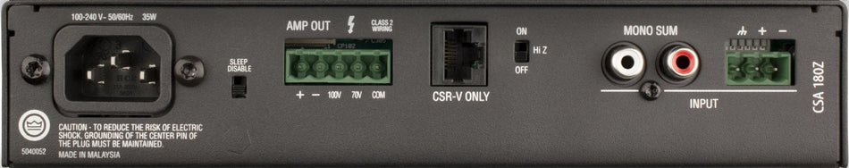 JBL Professional CSA-180Z - Amplificador comercial 1 × 80 W con salidas 70/100 V y 4/8 Ω (DriveCore™, 1U sin ventilador)