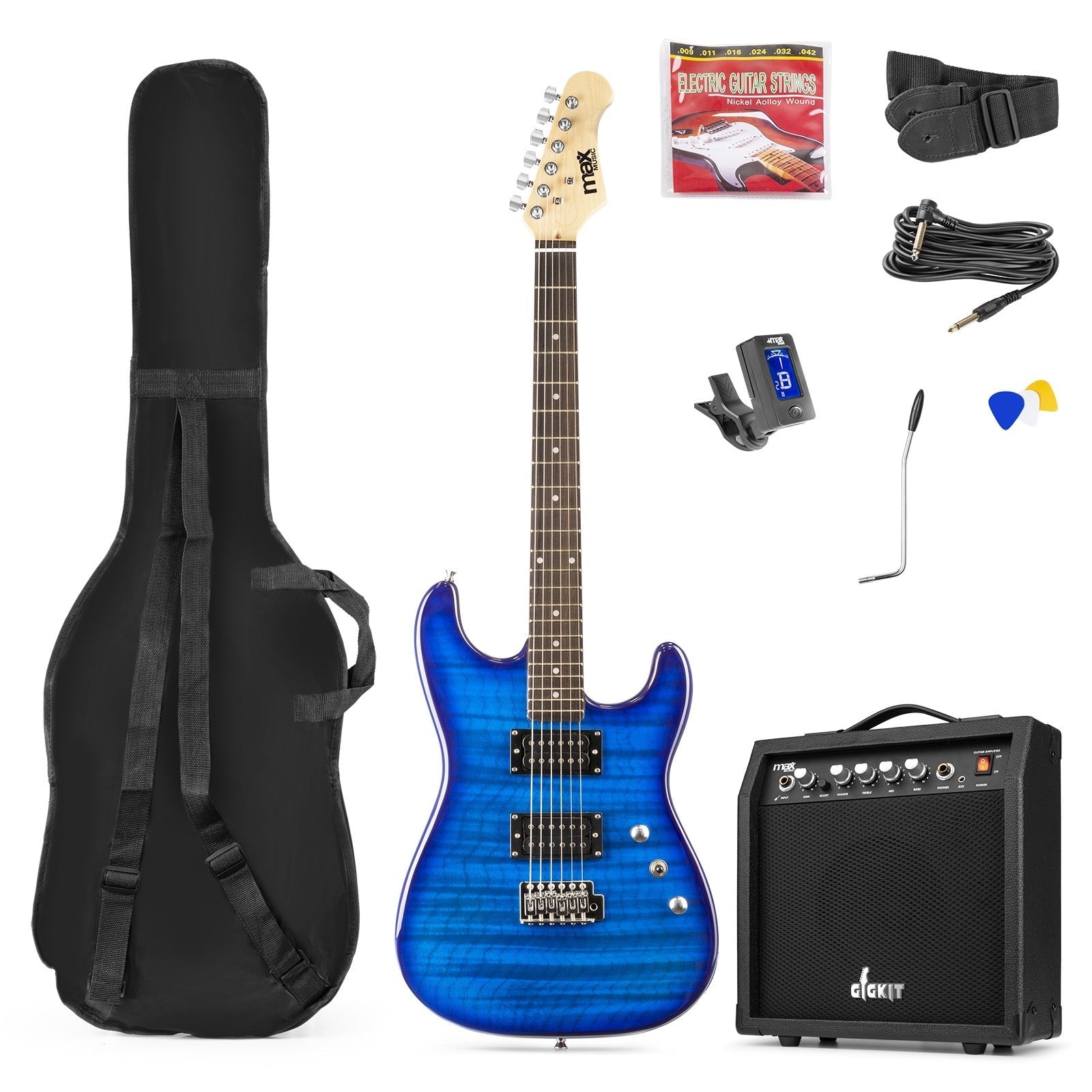 Max GigKit - Guitarra Eléctrica estilo acolchado Azul Oscuro - Tempo Shop