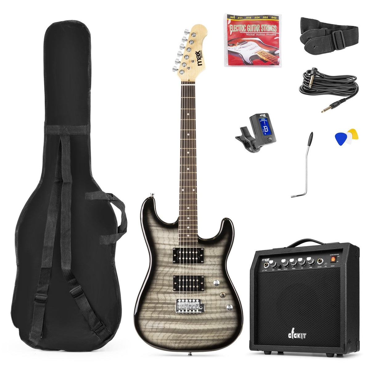Max GigKit - Guitarra Eléctrica estilo acolchado Negro - Tempo Shop