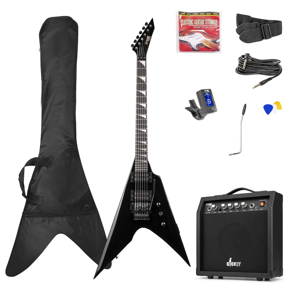 Max GigKit - Guitarra Eléctrica estilo Rock Negra - Tempo Shop