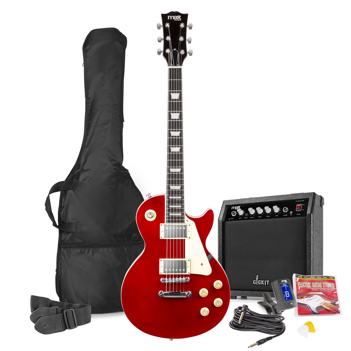 Max GigKit - Guitarra Eléctrica LP Rojo Oscuro - Tempo Shop