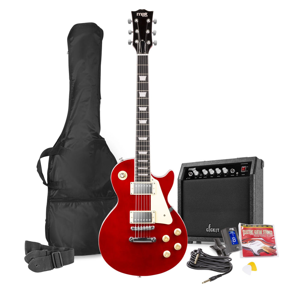 Max GigKit - Guitarra Eléctrica LP Rojo Oscuro - Tempo Shop
