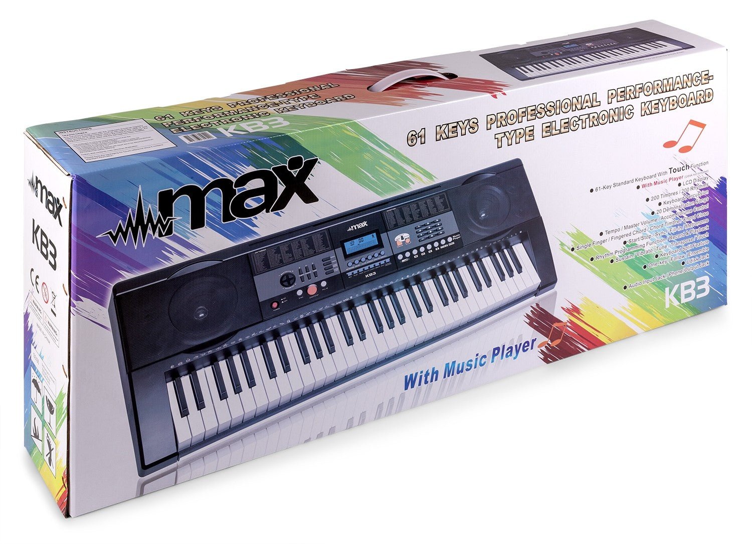 Max KB3 - Teclado Electrónico de 61 teclas con respuesta al tacto - Tempo Shop