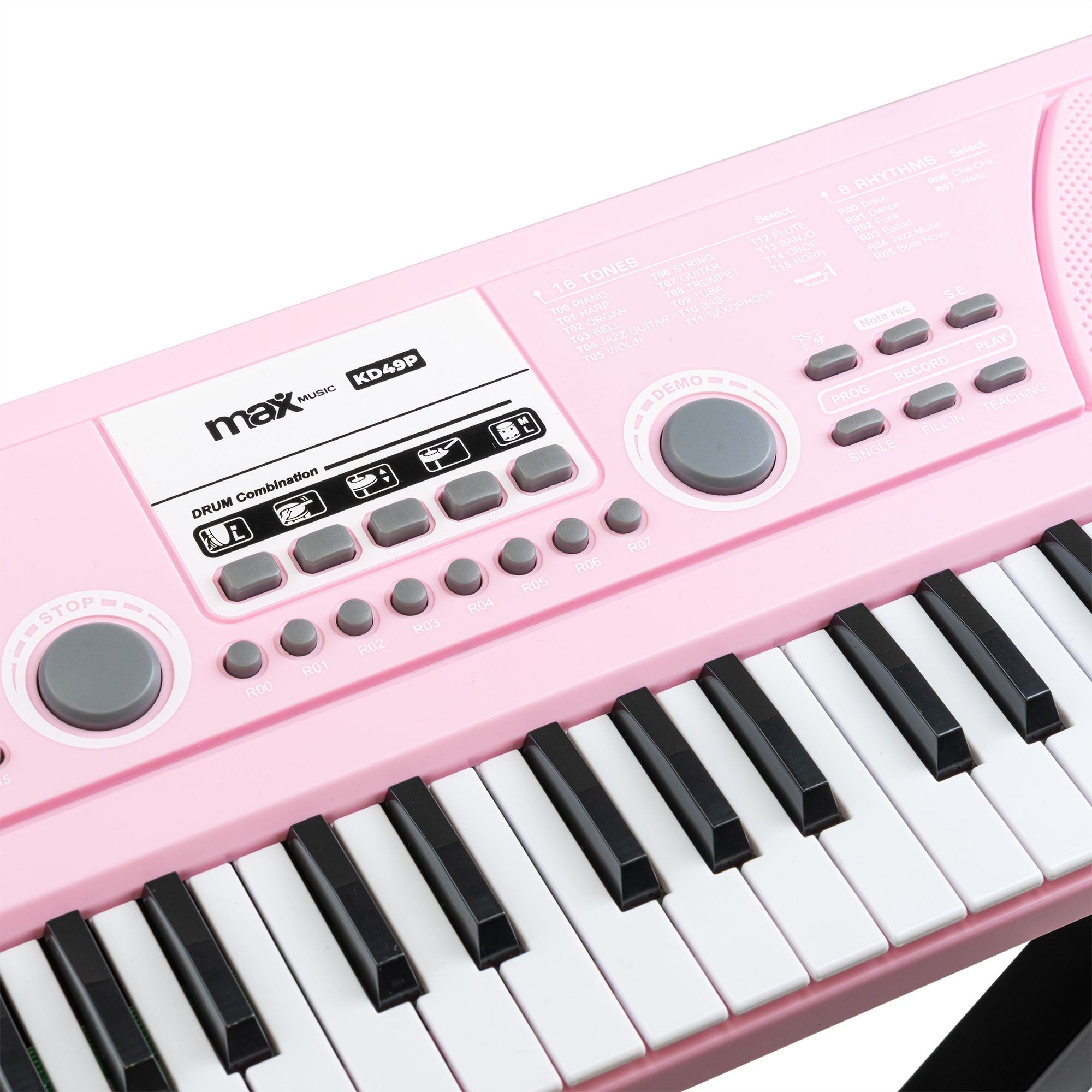 Max KD49P - Teclado Electrónico 49 Teclas con Batería Rosa - Tempo Shop