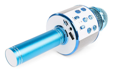 Max KM01 - Micrófono de Karaoke con altavoz incorporado BT/MP3 Azul - Tempo Shop