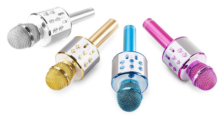 Max KM01 - Micrófono de Karaoke con altavoz incorporado BT/MP3 Azul - Tempo Shop