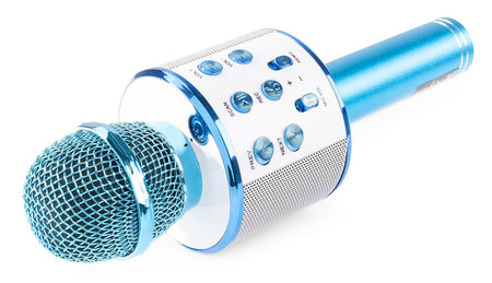 Max KM01 - Micrófono de Karaoke con altavoz incorporado BT/MP3 Azul - Tempo Shop