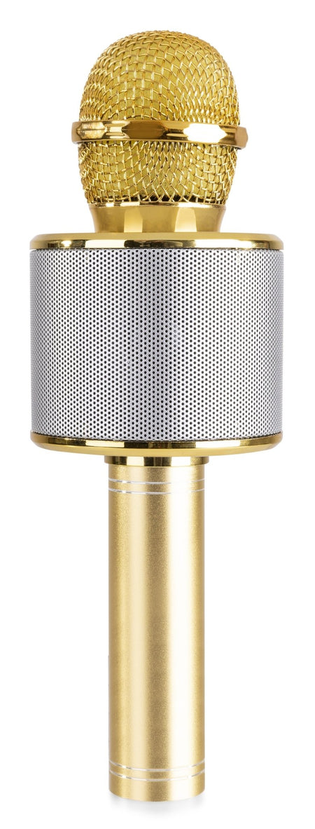 Max KM01 - Micrófono de Karaoke con altavoz incorporado BT/MP3 Dorado - Tempo Shop