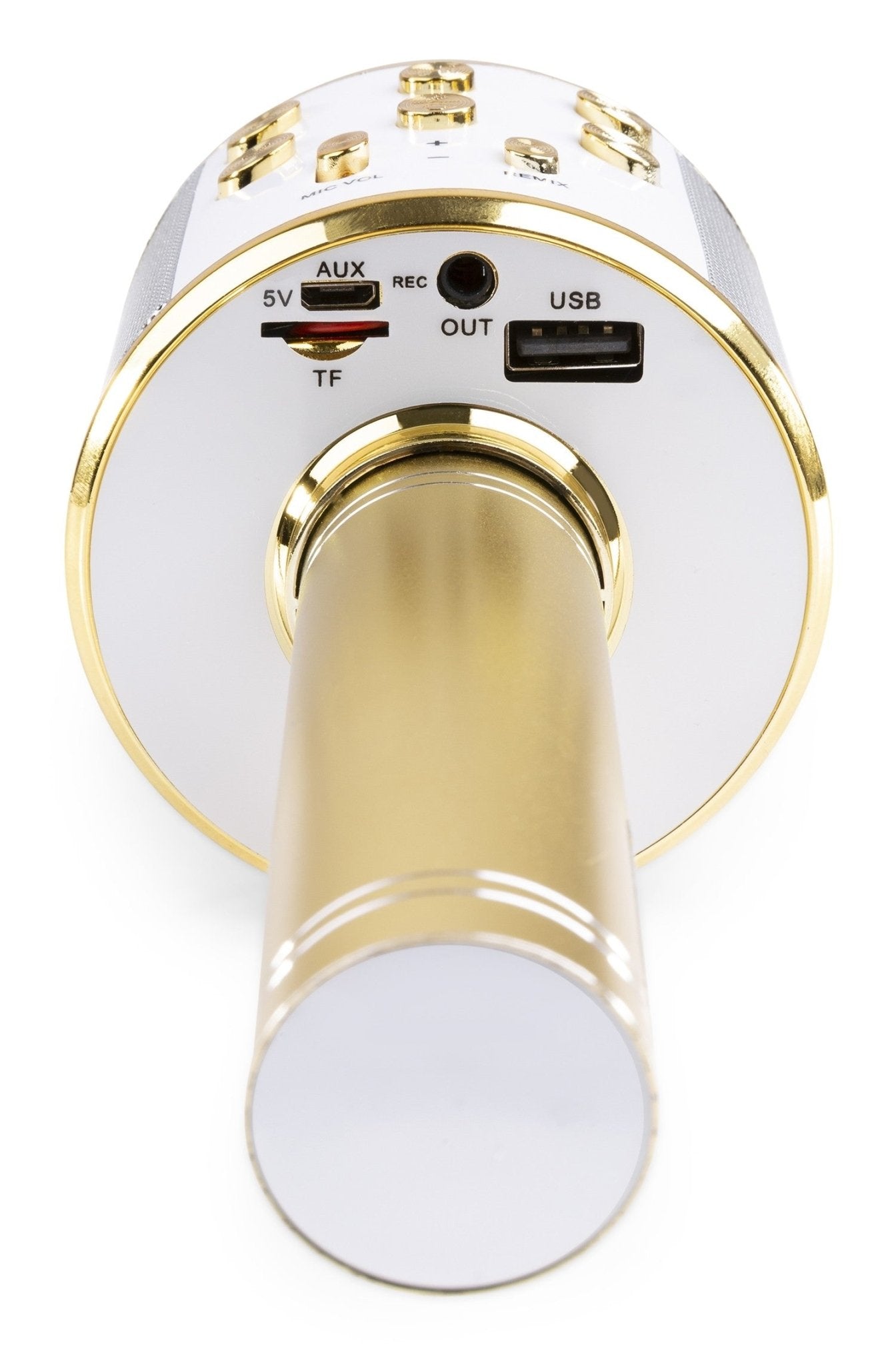 Max KM01 - Micrófono de Karaoke con altavoz incorporado BT/MP3 Dorado - Tempo Shop