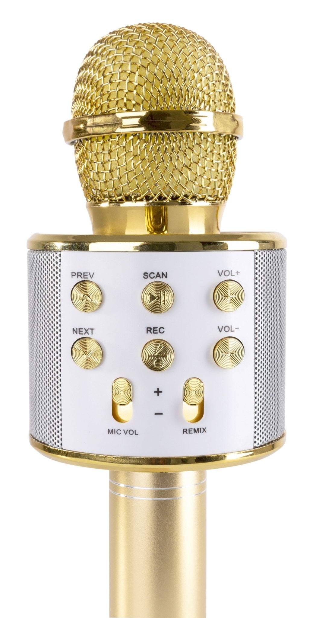 Max KM01 - Micrófono de Karaoke con altavoz incorporado BT/MP3 Dorado - Tempo Shop