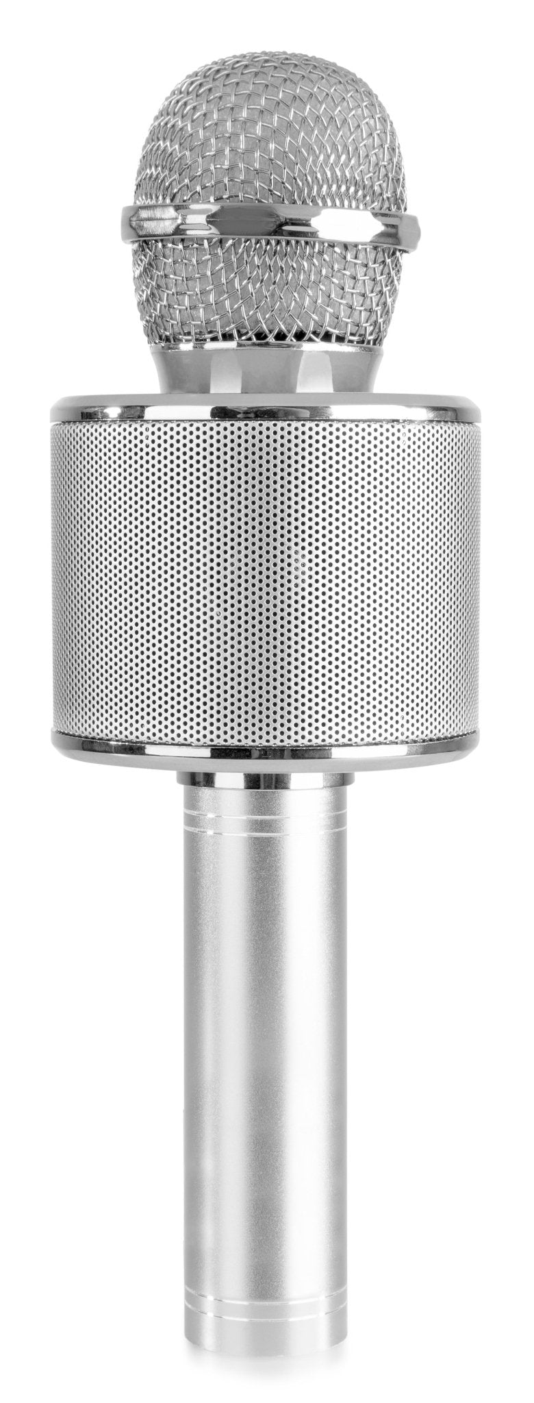 Max KM01 - Micrófono de Karaoke con altavoz incorporado BT/MP3 Plata - Tempo Shop