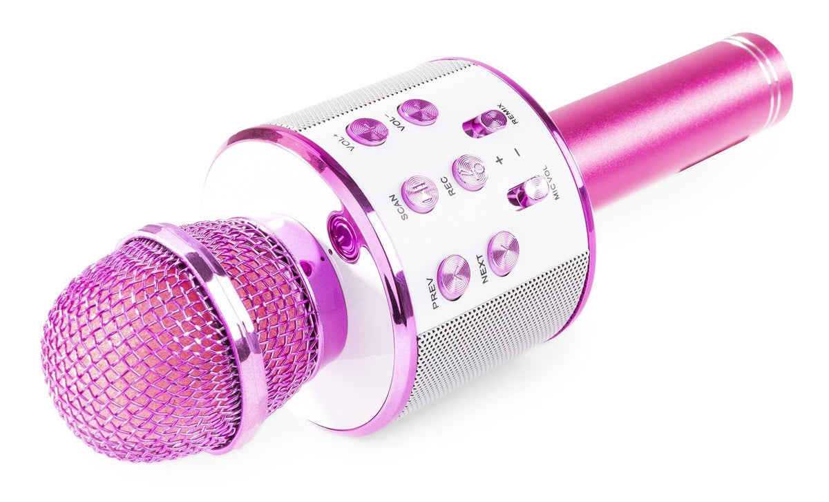 Max KM01 - Micrófono de Karaoke con altavoz incorporado BT/MP3 Rosa - Tempo Shop