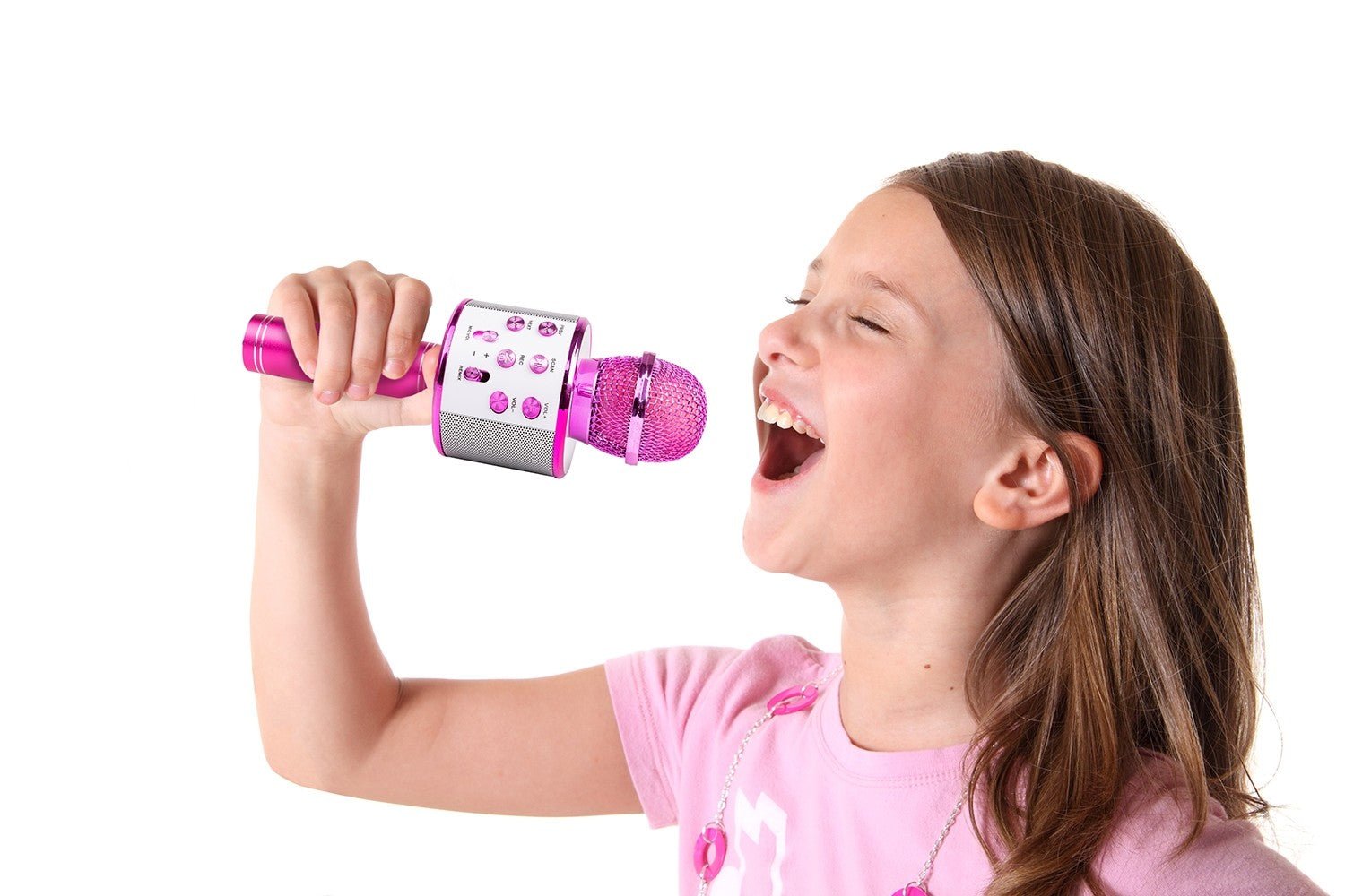 Max KM01 - Micrófono de Karaoke con altavoz incorporado BT/MP3 Rosa - Tempo Shop