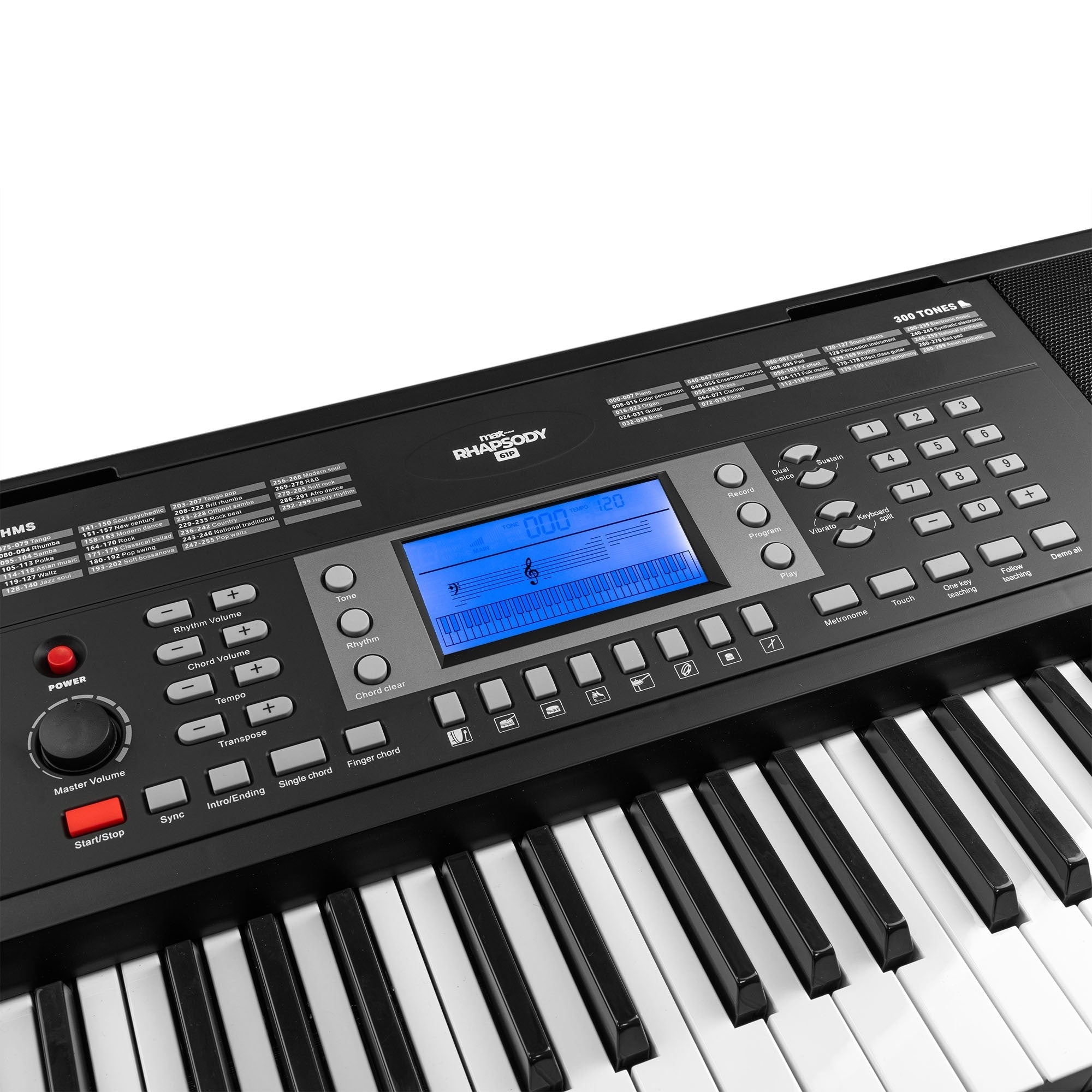 Max Rhapsody61P - Teclado Electrónico Pro con 61 Teclas de Respuesta Táctil - Tempo Shop