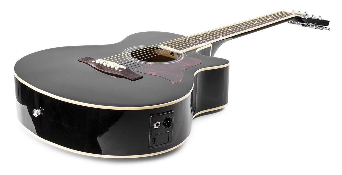 Max ShowKit - Conjunto Guitarra Acústica Electrificada Negra - Tempo Shop