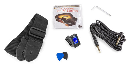 Max ShowKit - Conjunto Guitarra Acústica Electrificada Negra - Tempo Shop