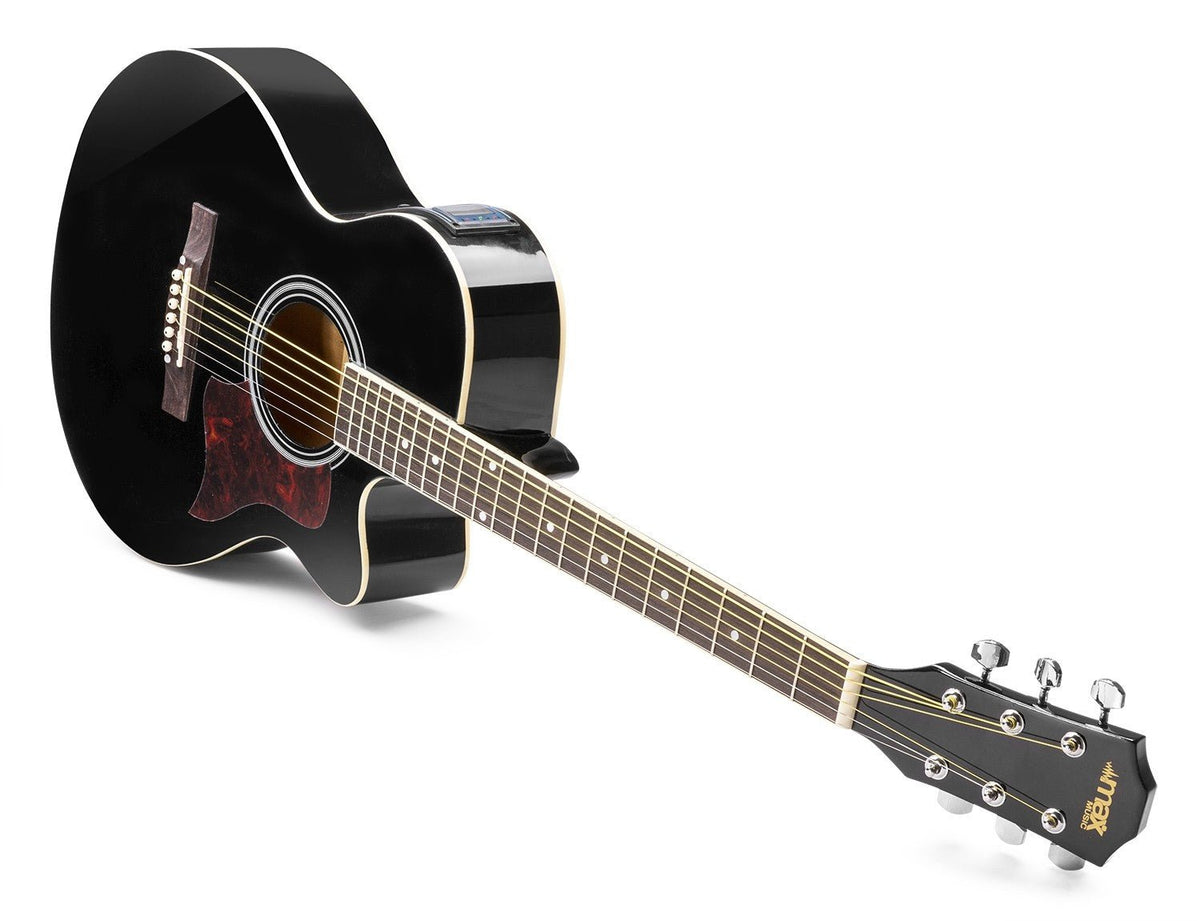 Max ShowKit - Conjunto Guitarra Acústica Electrificada Negra - Tempo Shop