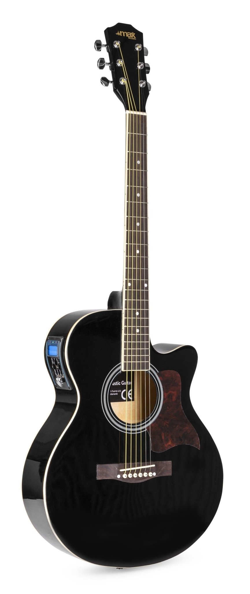 Max ShowKit - Conjunto Guitarra Acústica Electrificada Negra - Tempo Shop