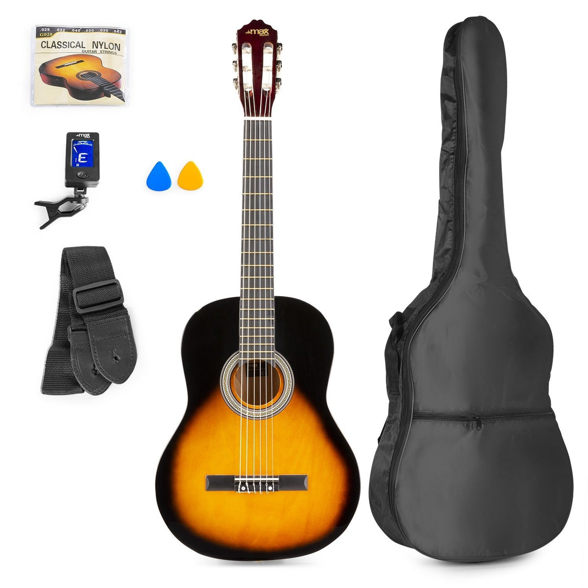 Max SoloArt - Conjunto Guitarra Clásica Sunburst - Tempo Shop