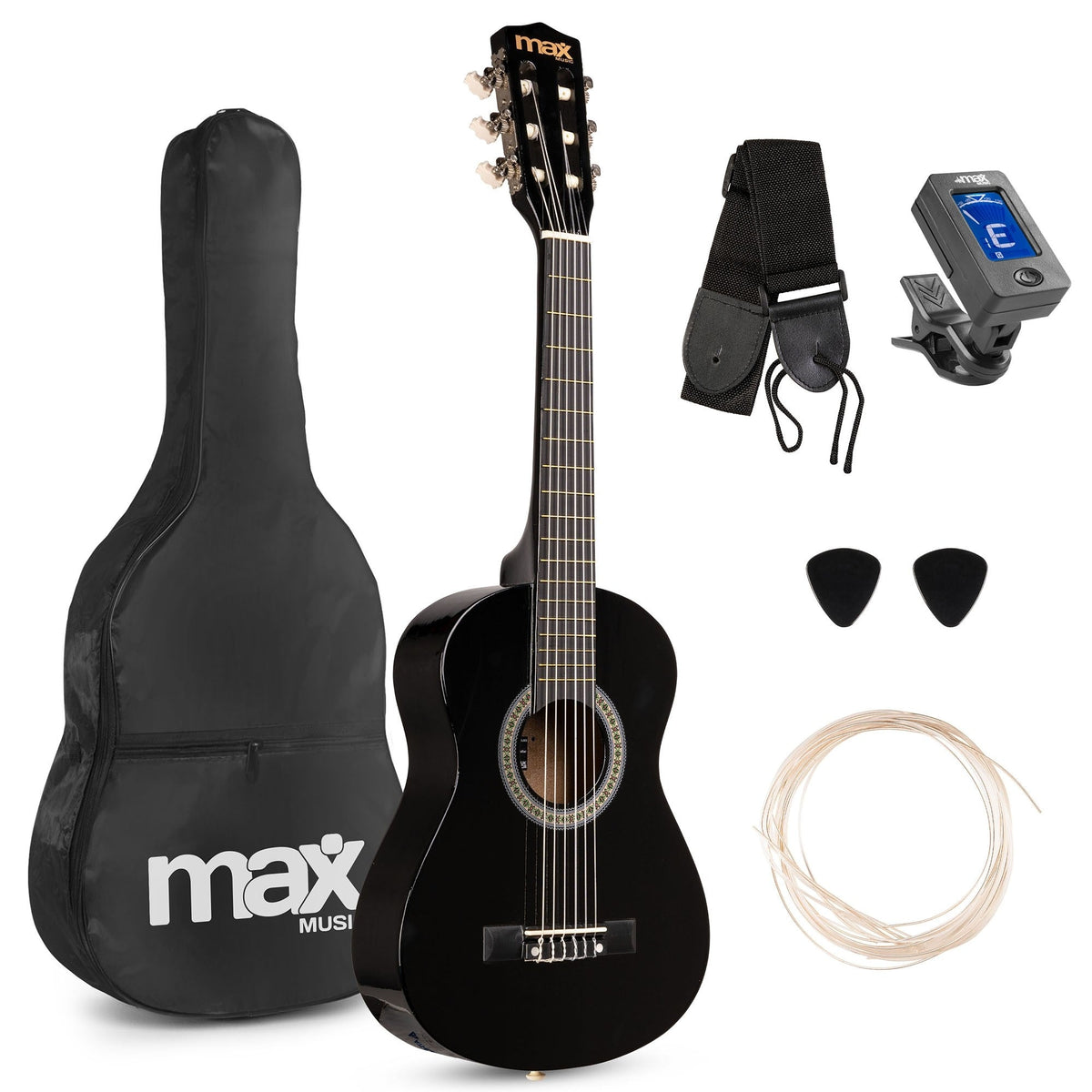 Max SoloArt - Junior 1/4 Conjunto Guitarra Clásica Negro - Tempo Shop