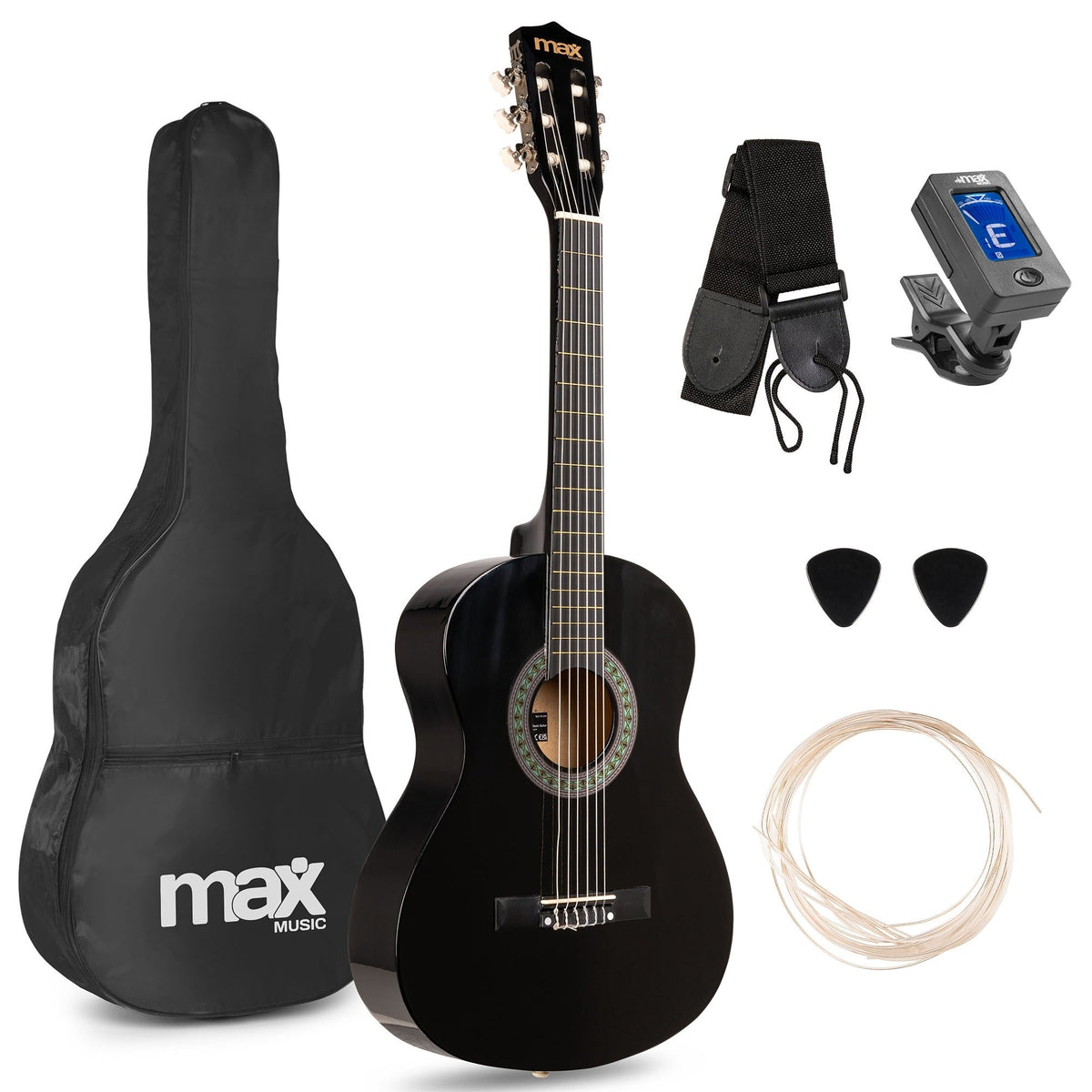 Max SoloArt Junior 3/4 - Conjunto Guitarra Clásica Negro - Tempo Shop