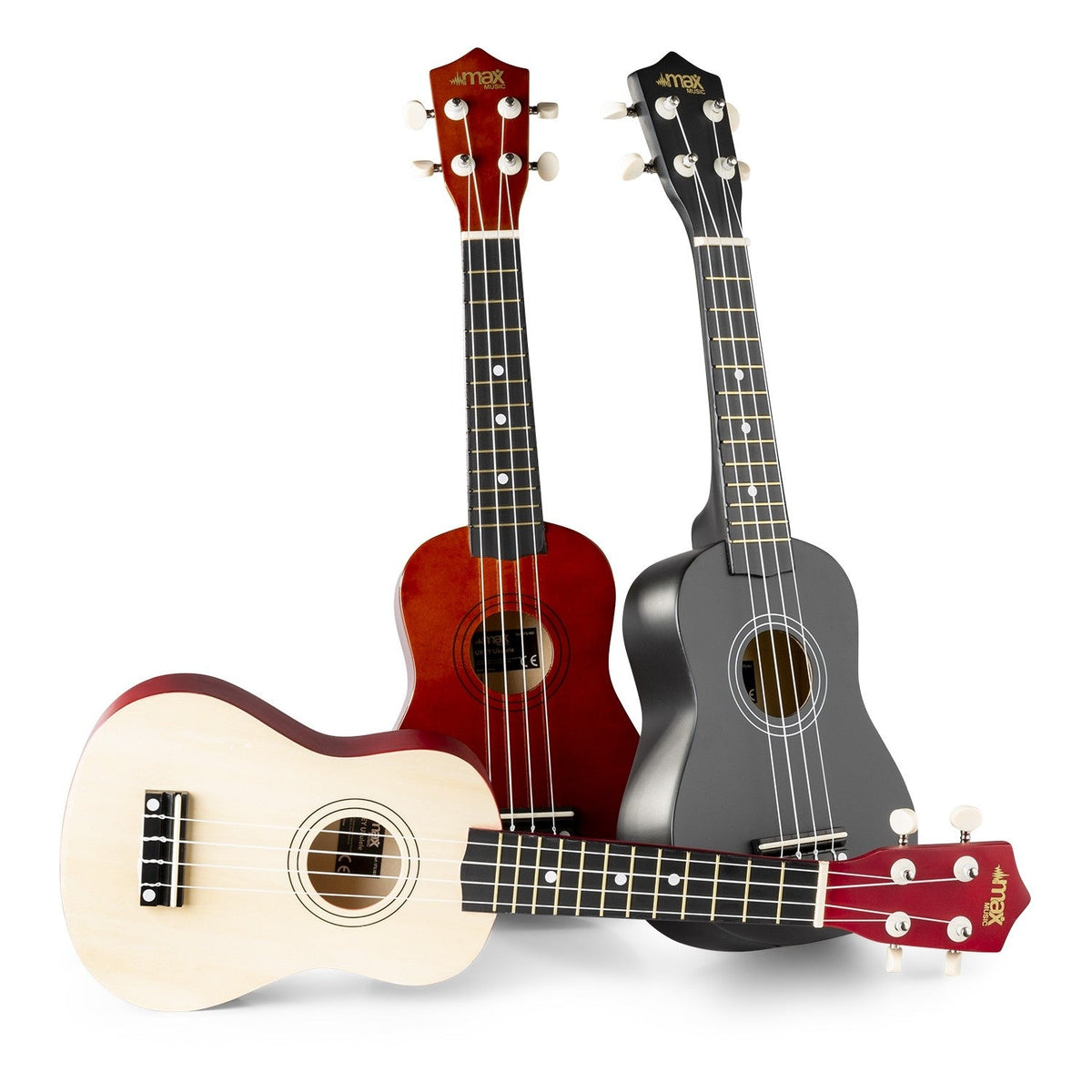 Max UKEY - Set Ukulele Soprano 21" Natural Oscuro - Tempo Shop