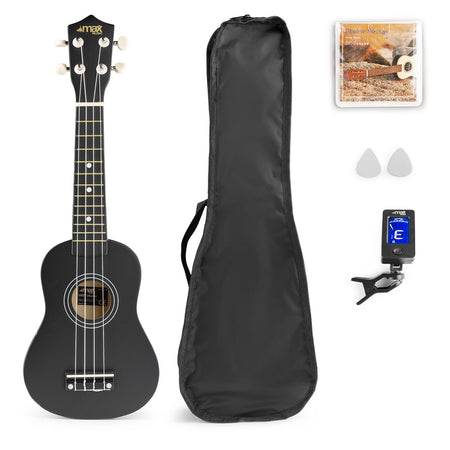 Max UKEY - Set Ukulele Soprano 21" Negro - Tempo Shop