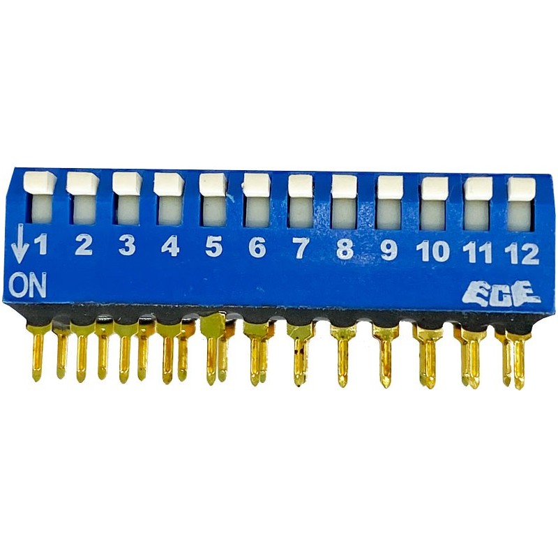 Triton Blue - Micro Interruptor DIP de 12 Posiciones en Ángulo de 90° para PCB